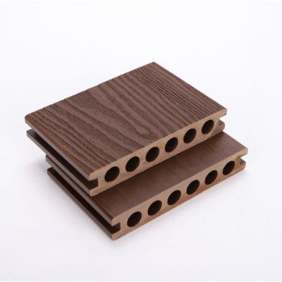 hollow 140-23mm wood grain surface treatment wood plastic decking diy deck tiles wpc outdoor flooring